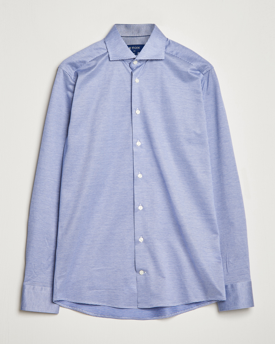 Heren | Overhemden | Eton | Filo Di Scozia King Knit Shirt Mid Blue