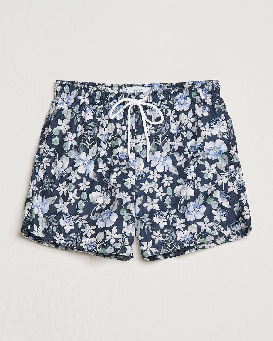 Heren | Zwembroek | Eton | Floral Swim Shorts Navy Blue