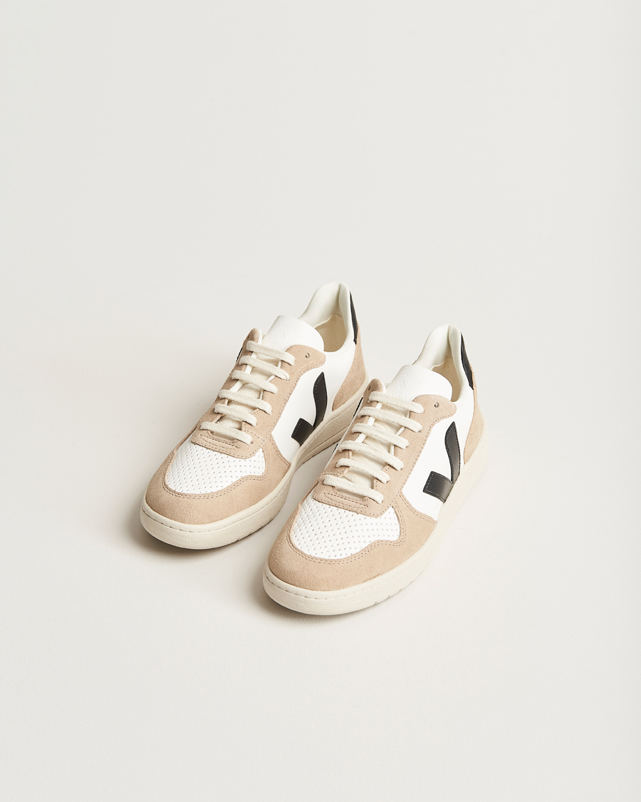 Heren | Suède schoenen | Veja | V-10 Chromefree Leather Extra White/Black Sahara