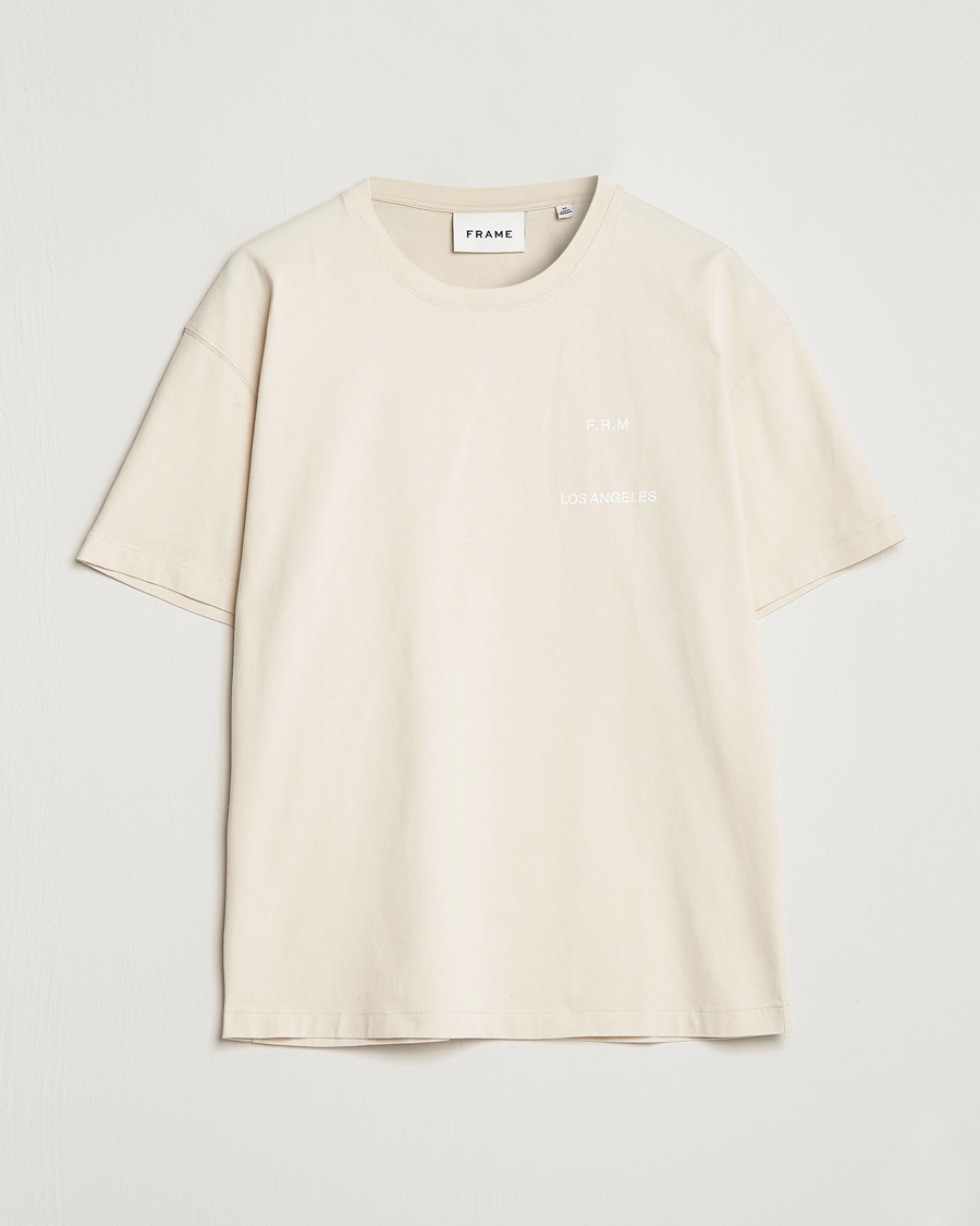 Heren | T-shirts | FRAME | Logo Print T-Shirt White Beige