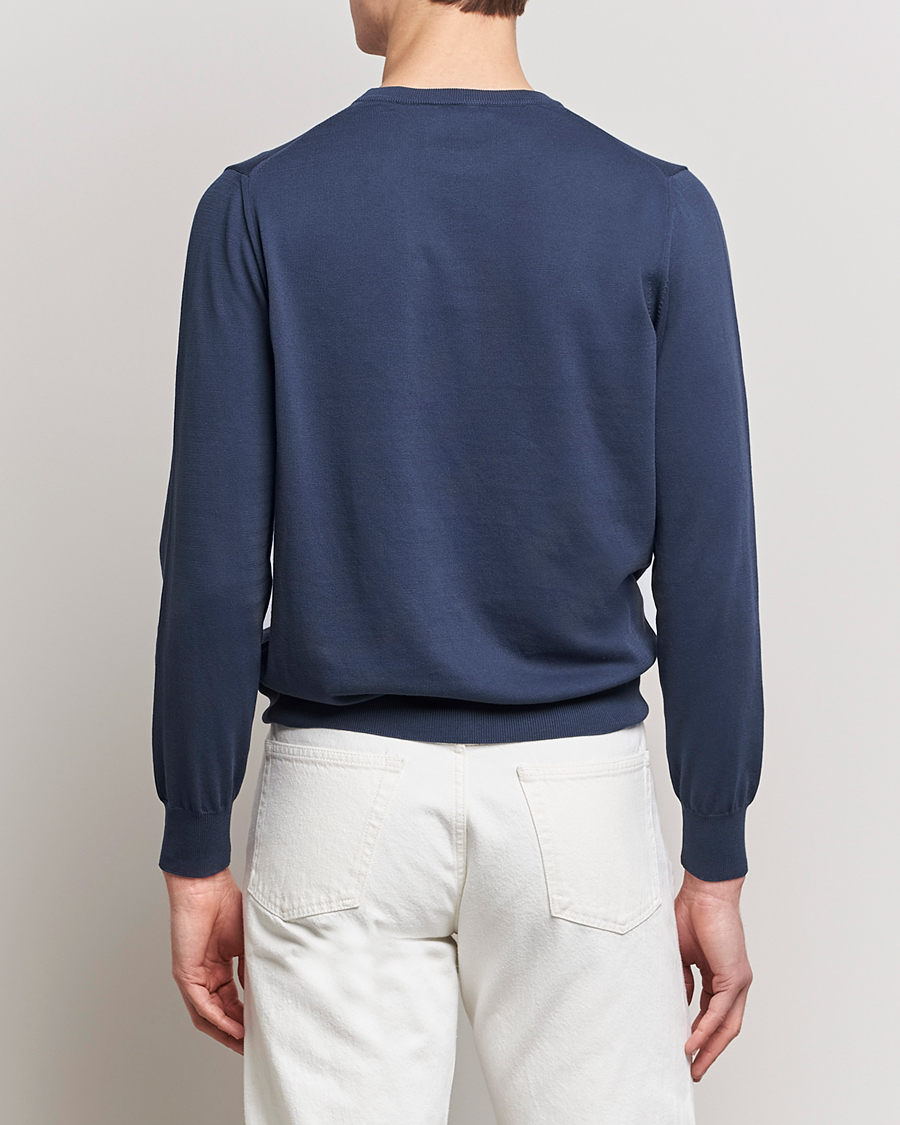 Heren | Truien | Canali | Cotton Crew Neck Pullover Steel Blue