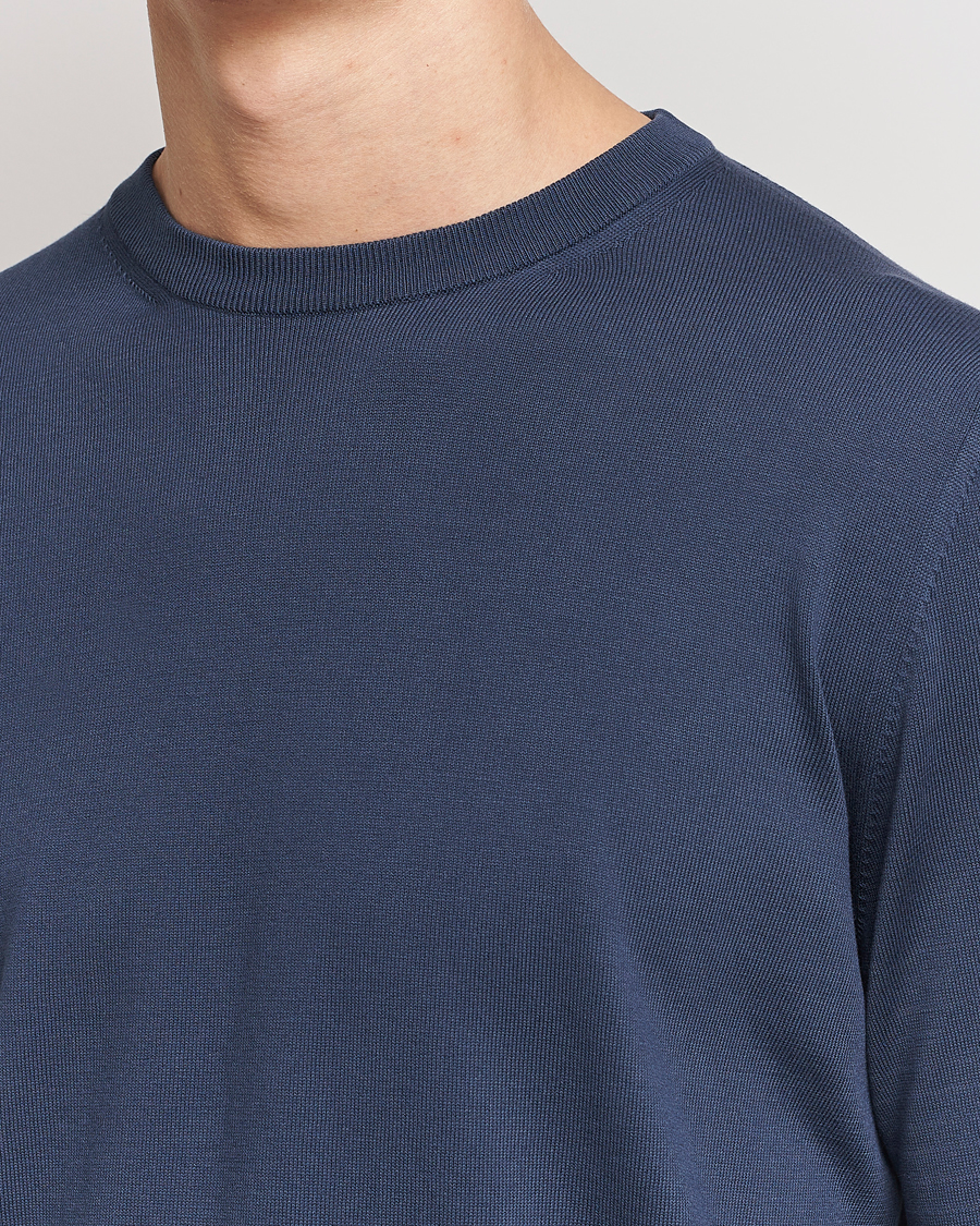 Heren | Truien | Canali | Cotton Crew Neck Pullover Steel Blue