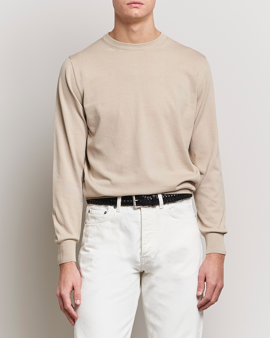 Heren |  | Canali | Cotton Crew Neck Pullover Beige