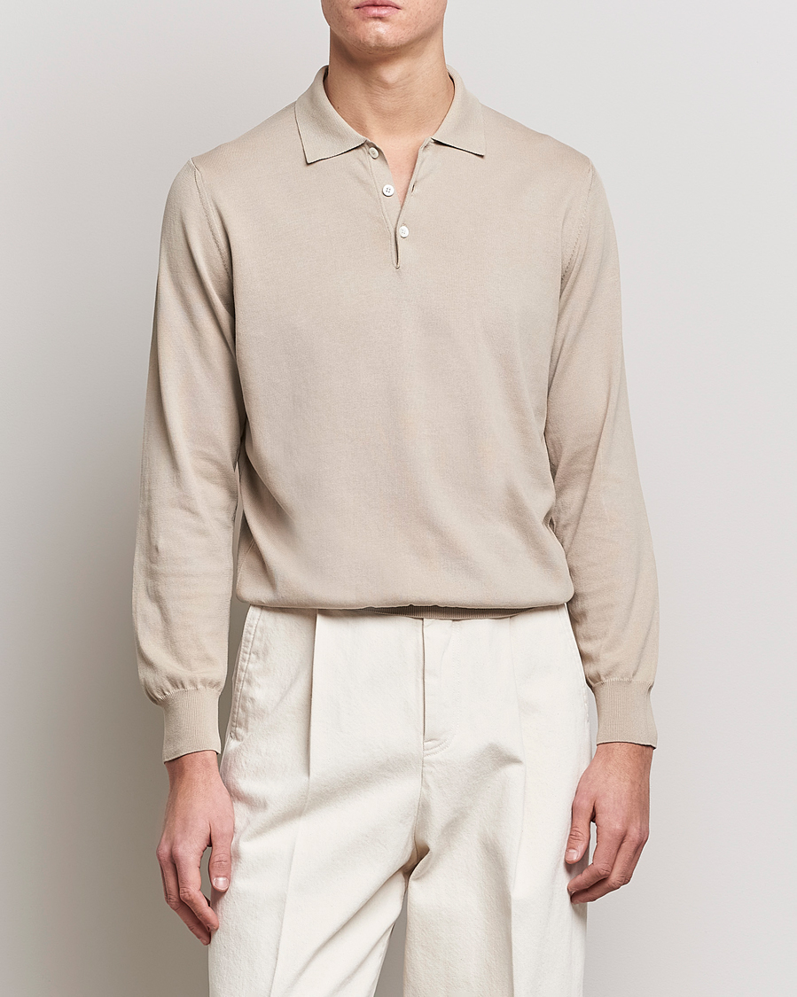 Heren | Truien | Canali | Cotton Long Sleeve Polo Beige