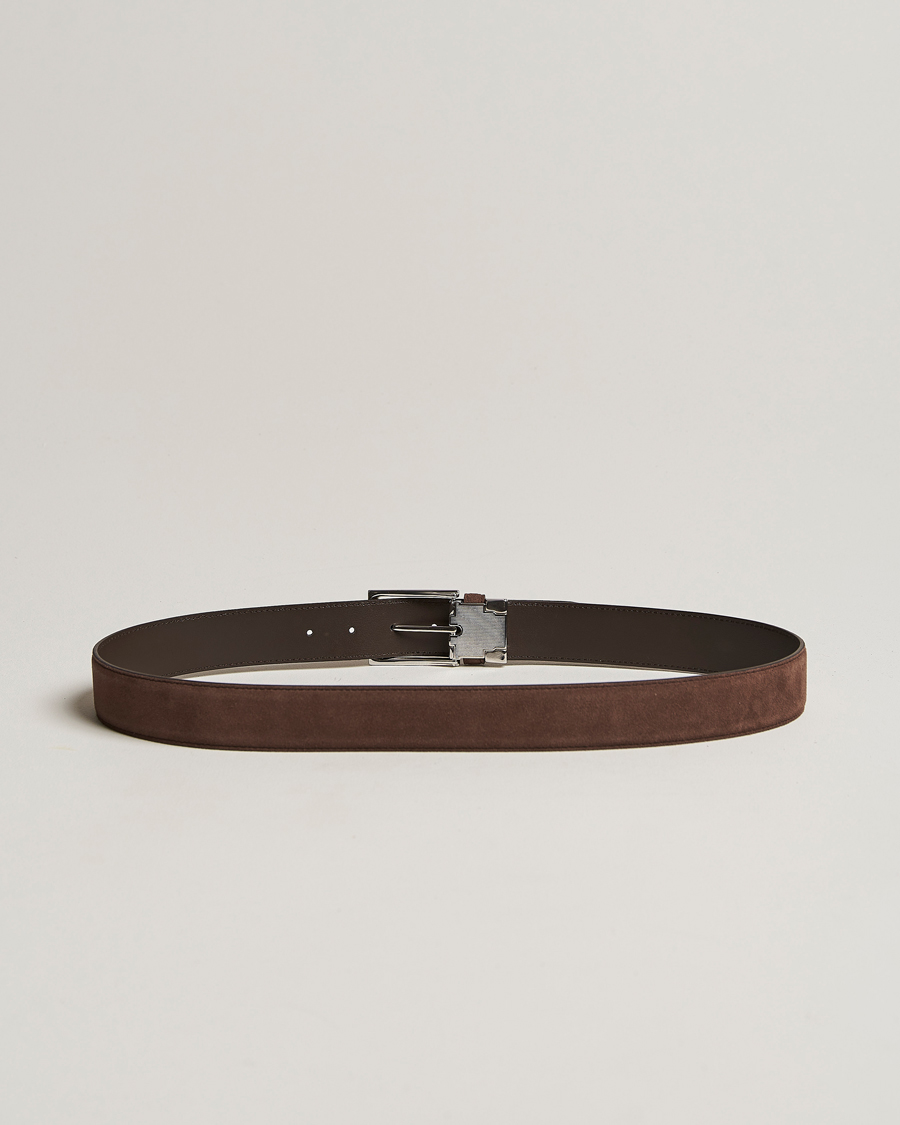 Heren | Canali Classic Belt Dark Brown Suede | Canali | Classic Belt Dark Brown Suede