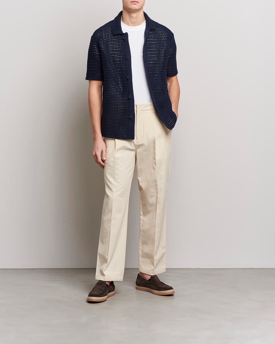 Heren | Overhemden | Orlebar Brown | Thomas Crochet Heavy Knitted Cotton Shirt Night Iris