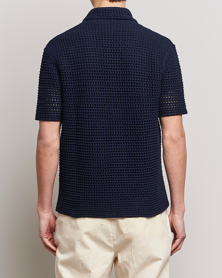 Heren | Overhemden | Orlebar Brown | Thomas Crochet Heavy Knitted Cotton Shirt Night Iris