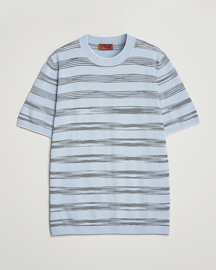 Heren | T-shirts | Missoni | Knitted Space Dye T-Shirt Light Blue