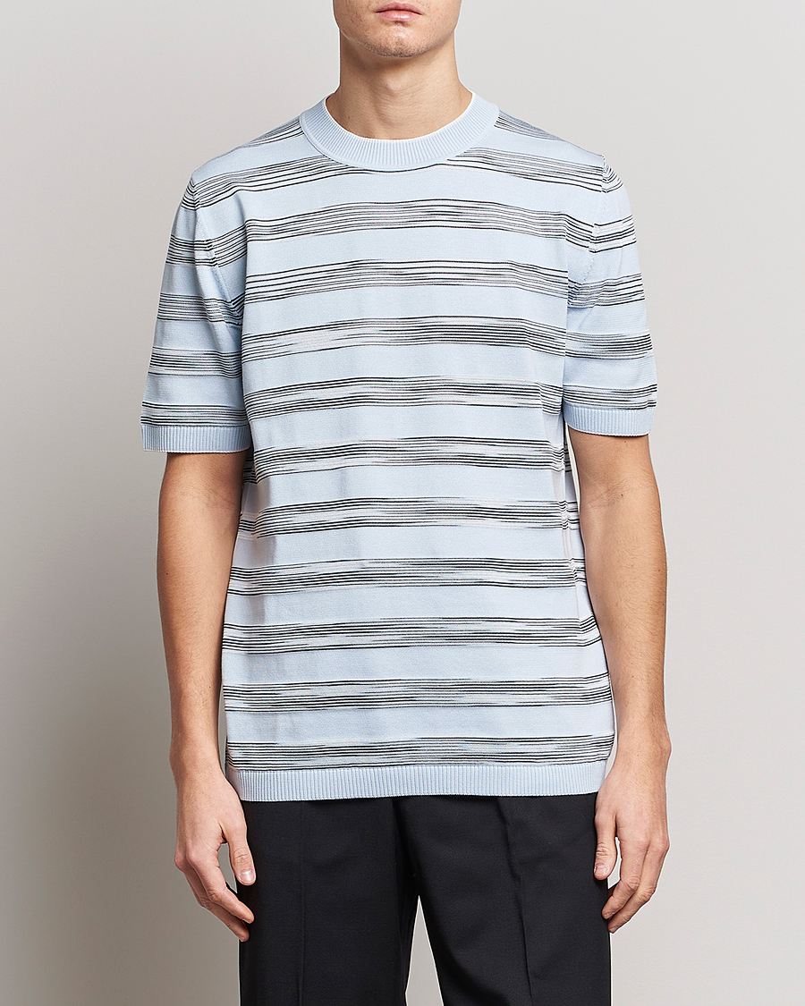Heren | T-shirts | Missoni | Knitted Space Dye T-Shirt Light Blue