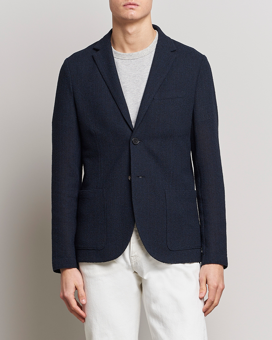 Heren | Katoenen blazers | Harris Wharf London | Cotton Frisè Blazer Blue/Black