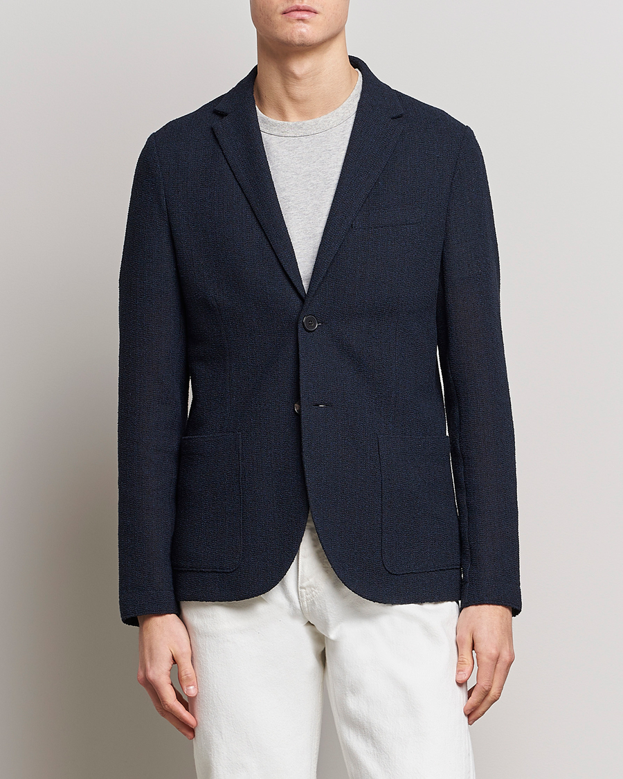 Heren | Contemporary Creators | Harris Wharf London | Cotton Frisè Blazer Blue/Black