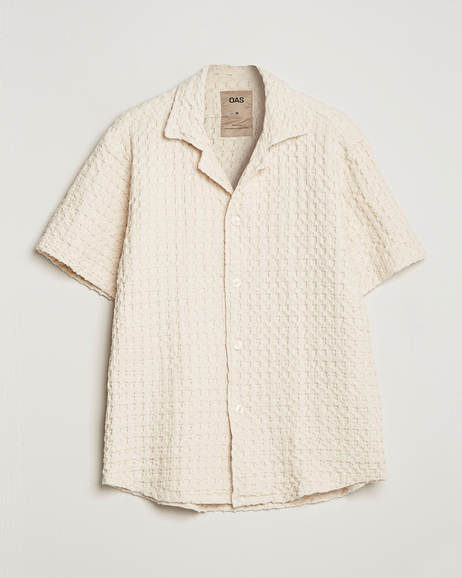 Heren | Overhemden | OAS | Cuba Waffle Shirt Ecru