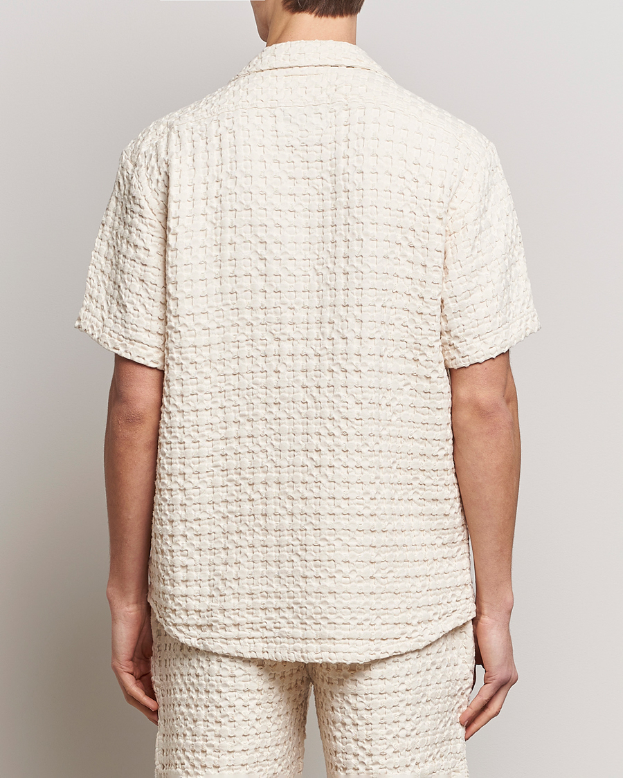 Heren | Overhemden | OAS | Cuba Waffle Shirt Ecru