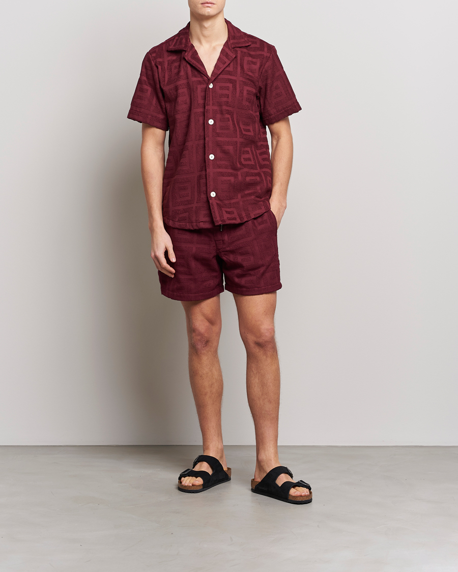 Heren | Overhemden | OAS | Terry Cuba Short Sleeve Shirt Burgundy