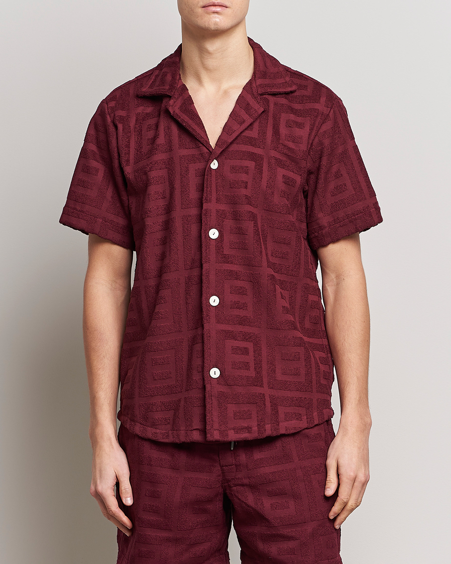 Heren | Overhemden | OAS | Terry Cuba Short Sleeve Shirt Burgundy