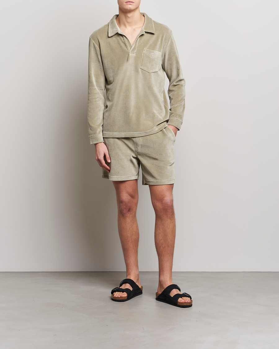 Heren | Korte broek | OAS | Drawstring Velour Shorts Washed Grey