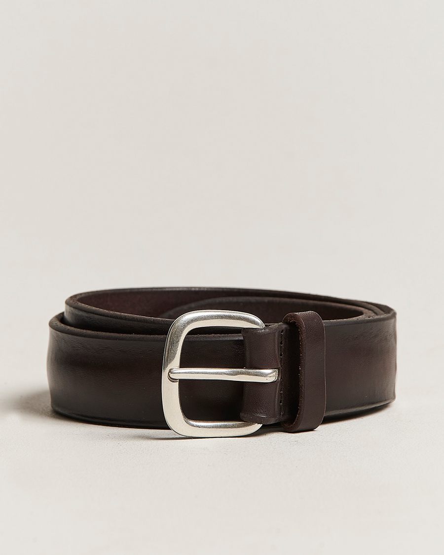 Heren | Orciani Vachetta Soft Leather Belt 3,5 cm Dark Brown | Orciani | Vachetta Soft Leather Belt 3,5 cm Dark Brown