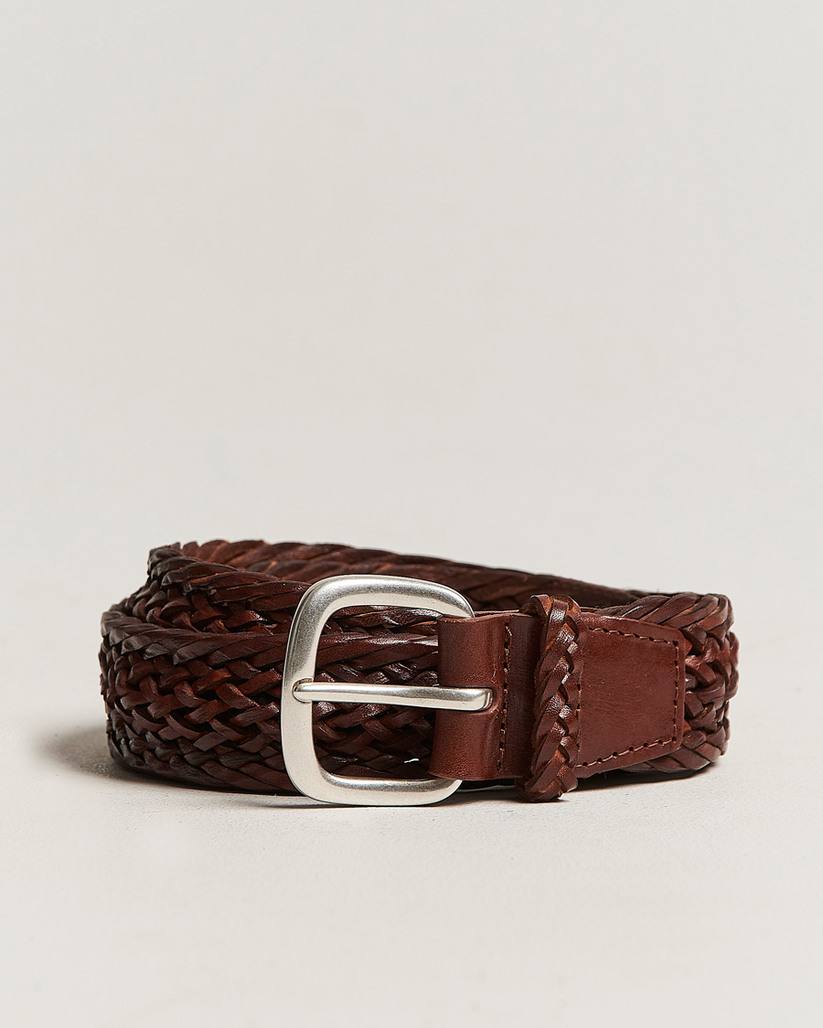 Heren | Orciani Braided Leather Belt 3,5 cm Cognac | Orciani | Braided Leather Belt 3,5 cm Cognac