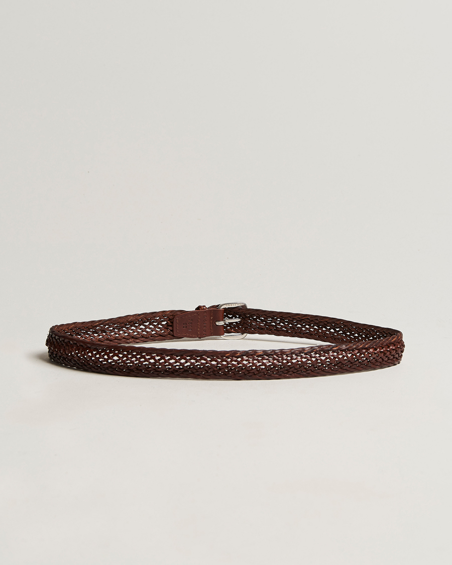 Heren | Orciani Braided Leather Belt 3,5 cm Cognac | Orciani | Braided Leather Belt 3,5 cm Cognac