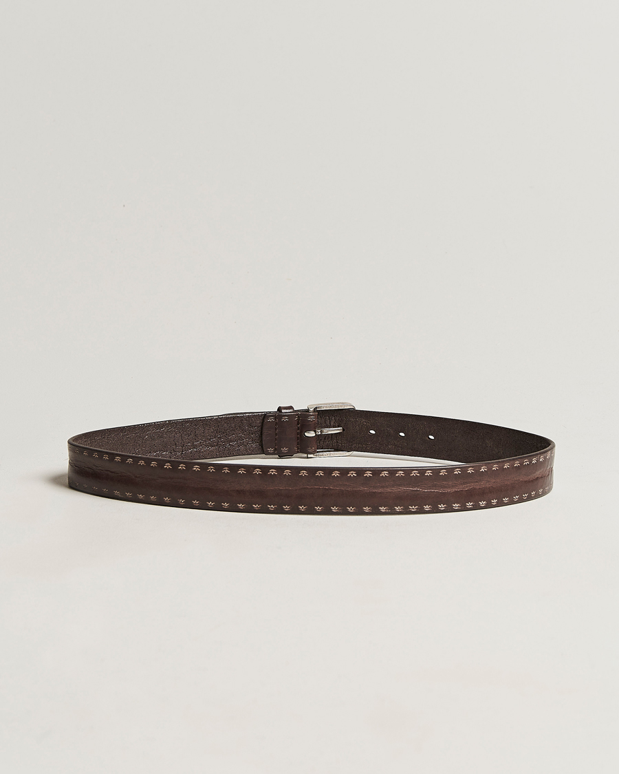 Heren | Orciani Hand Painted Leather Belt Dark Brown | Orciani | Hand Painted Leather Belt Dark Brown