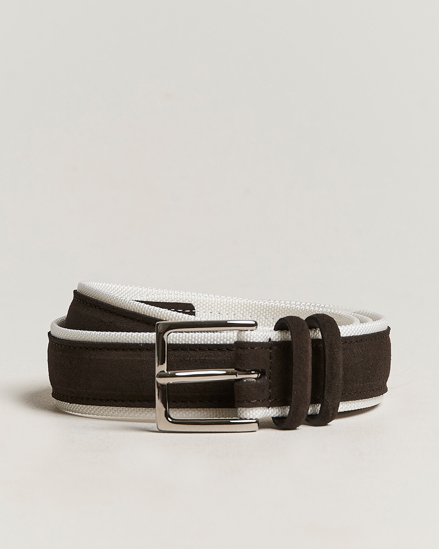 Heren | Orciani Amalfi Suede/Canvas Belt Dark Brown | Orciani | Amalfi Suede/Canvas Belt Dark Brown