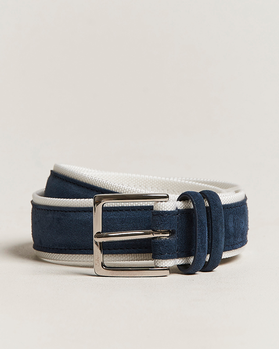 Heren | Orciani Amalfi Suede/Canvas Belt Navy | Orciani | Amalfi Suede/Canvas Belt Navy