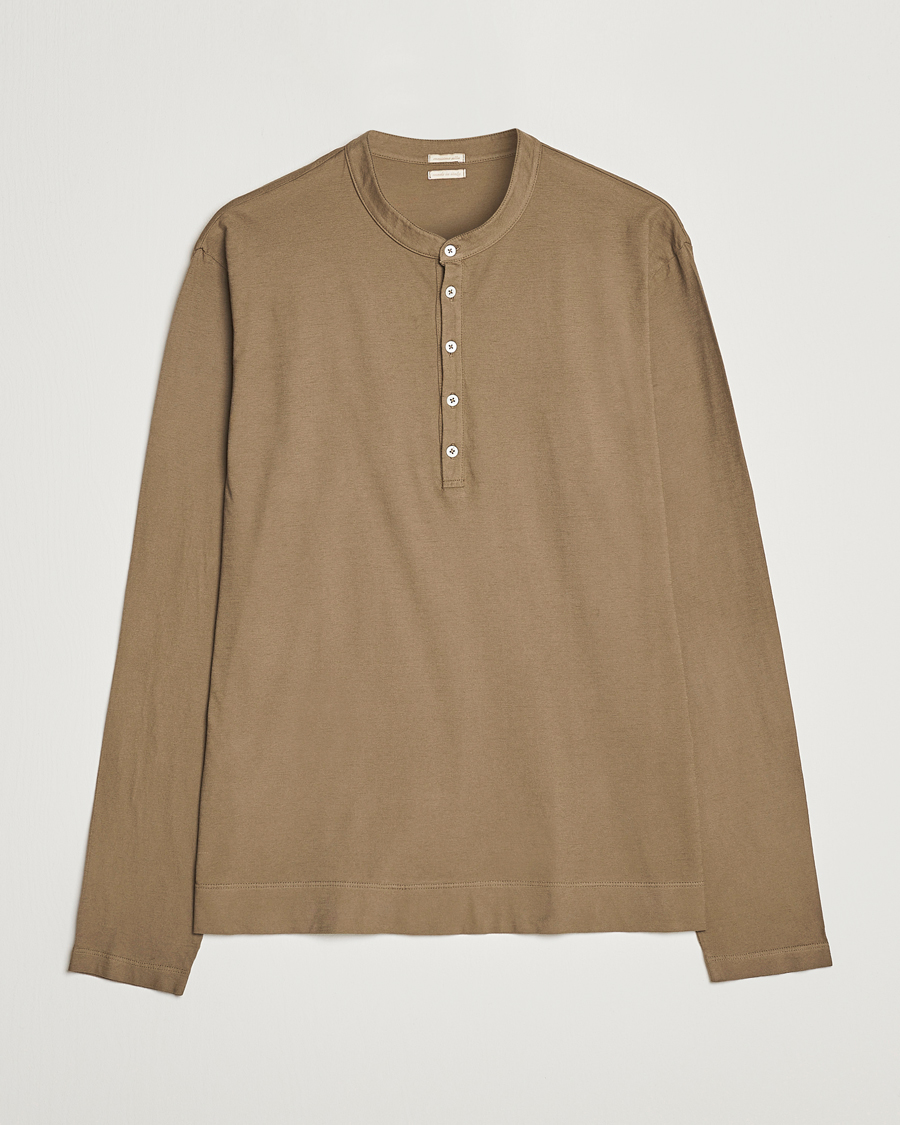 Heren | Truien | Massimo Alba | Hawai Watercolor Henley Green Desert