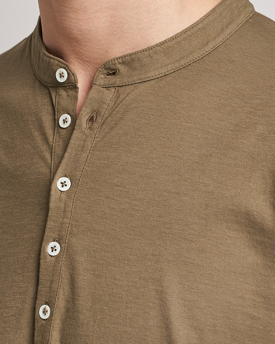 Heren | Truien | Massimo Alba | Hawai Watercolor Henley Green Desert