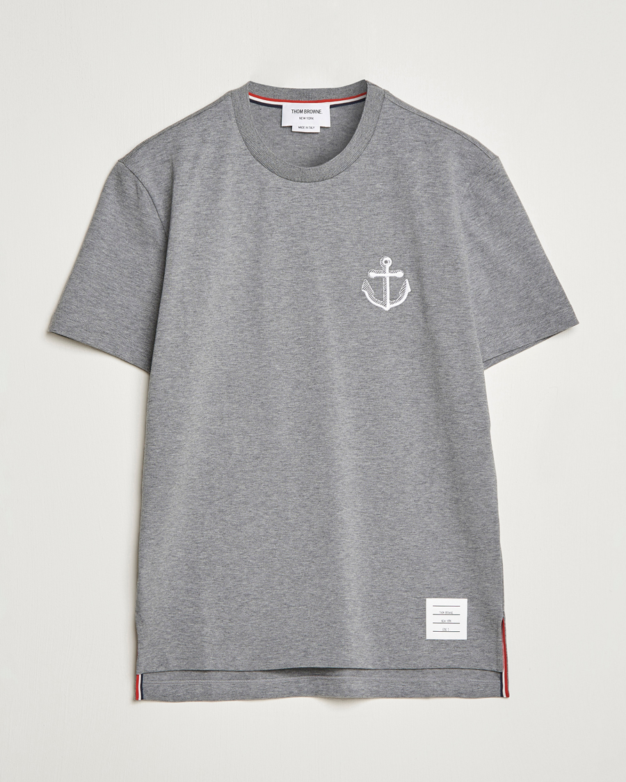 Heren | Thom Browne | Thom Browne | Anchor Embroidered T-Shirt Light Grey