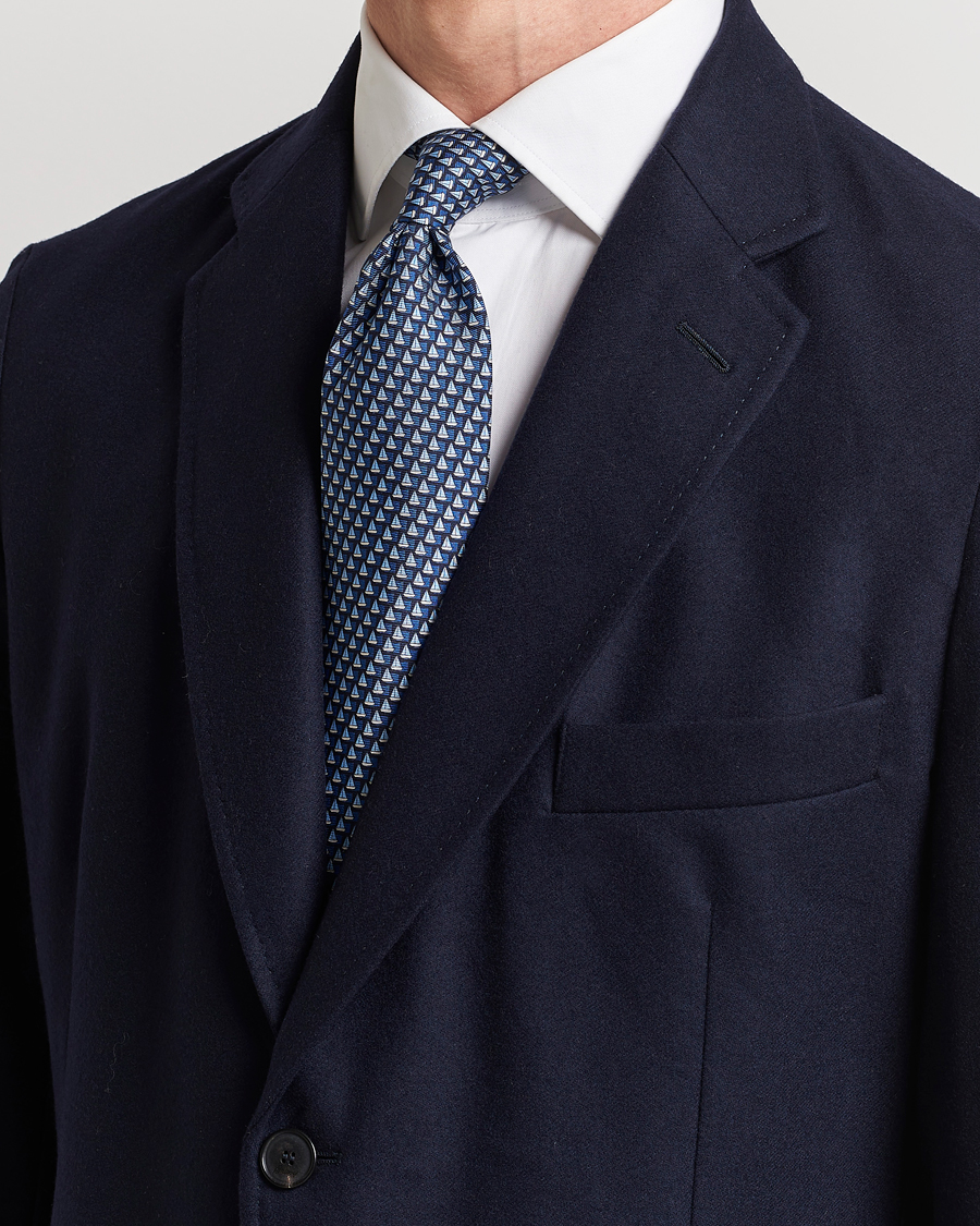 Heren | Zegna Boat Printed Silk Tie Navy | Zegna | Boat Printed Silk Tie Navy