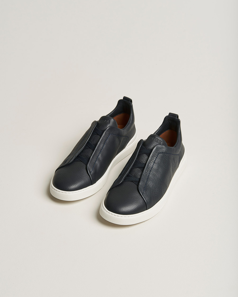 Heren | Luxury Brands | Zegna | Triple Stitch Sneakers Navy Deerskin