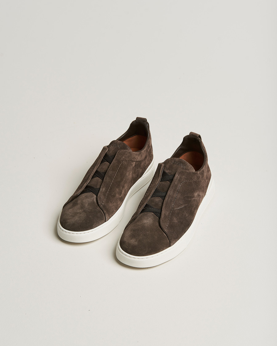 Heren | Suède schoenen | Zegna | Triple Stitch Sneakers Dark Brown Suede