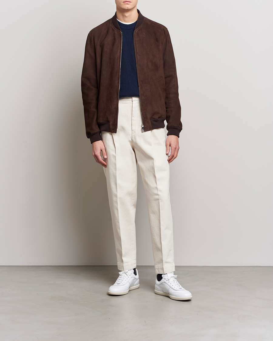 Heren | Jassen | Valstar | Suede Bomber Jacket Dark Brown