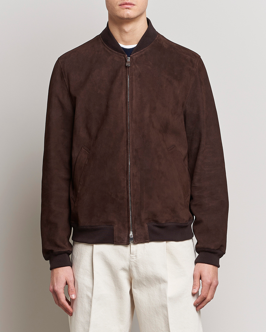 Heren | Jassen | Valstar | Suede Bomber Jacket Dark Brown
