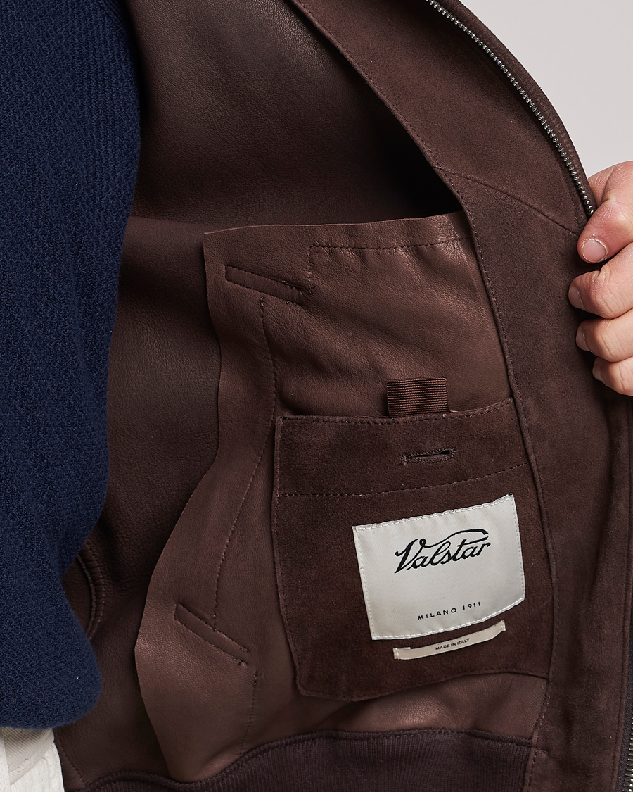 Heren | Jassen | Valstar | Suede Bomber Jacket Dark Brown