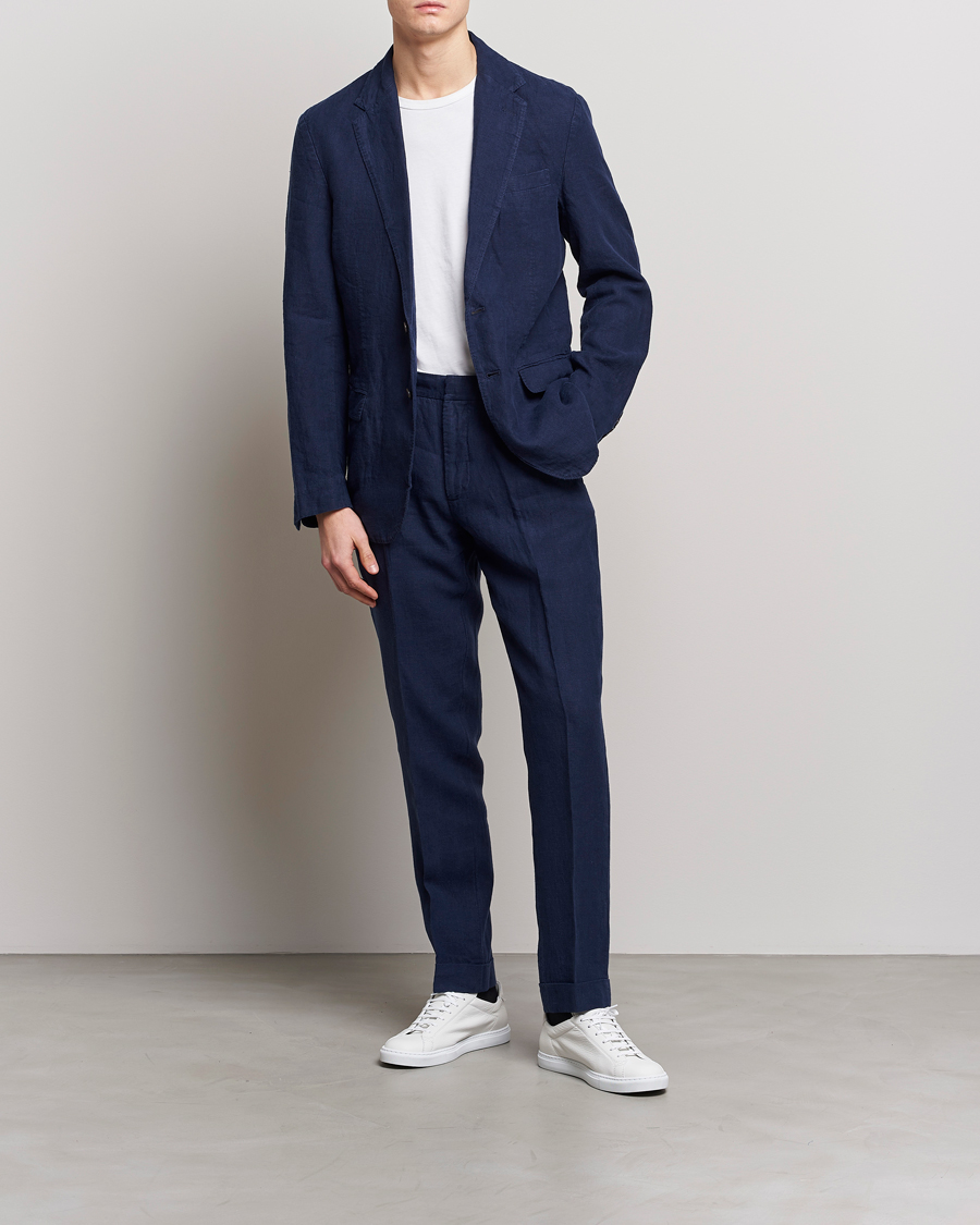 Heren | Broeken | Polo Ralph Lauren | Linen Pleated Trousers Navy