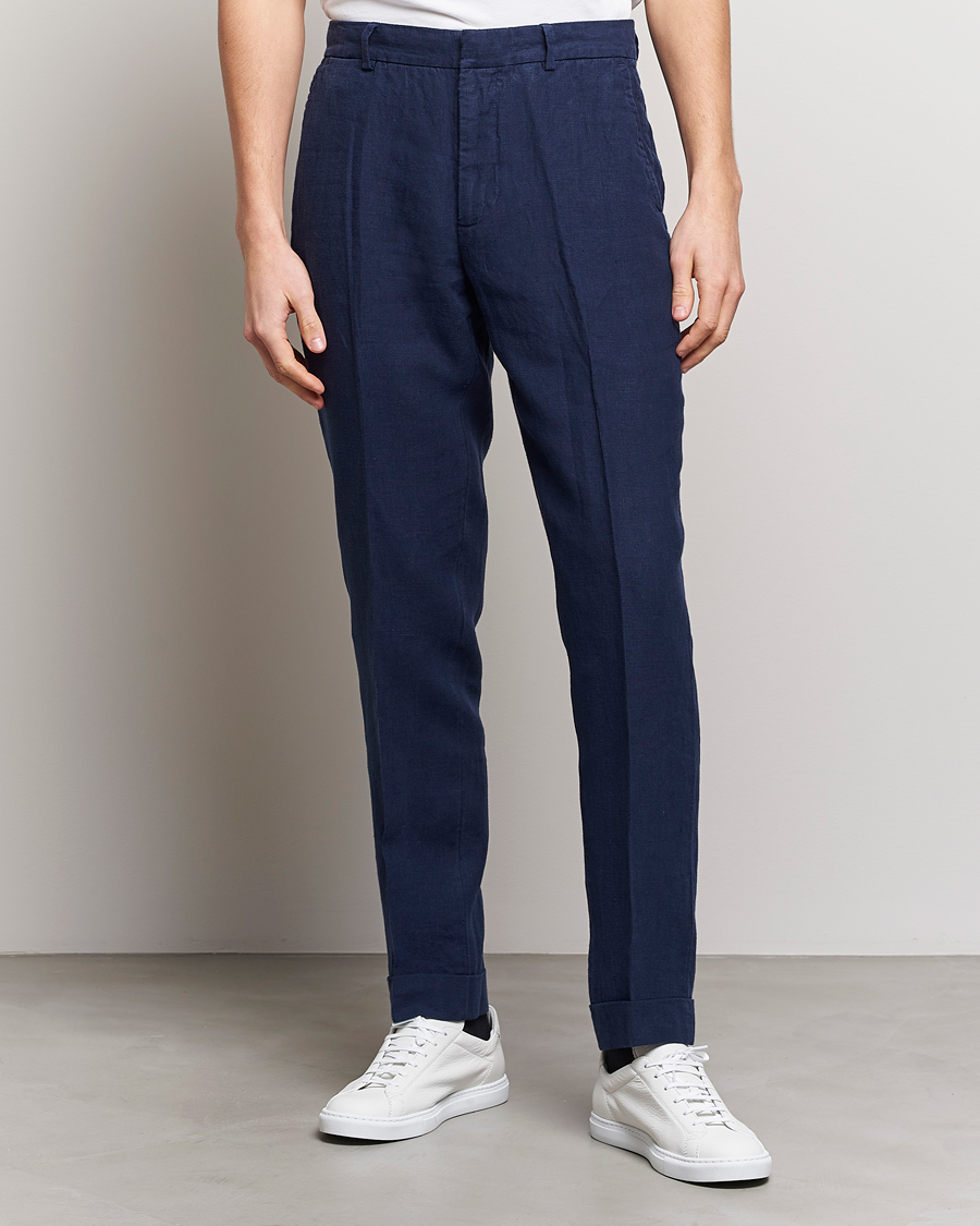 Herr | Byxor | Polo Ralph Lauren | Linen Pleated Trousers Navy