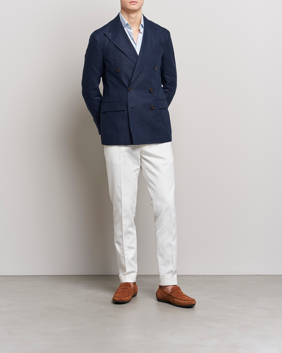Heren | Blazers | Polo Ralph Lauren | Linen Double Breasted Sportcoat Dark Navy