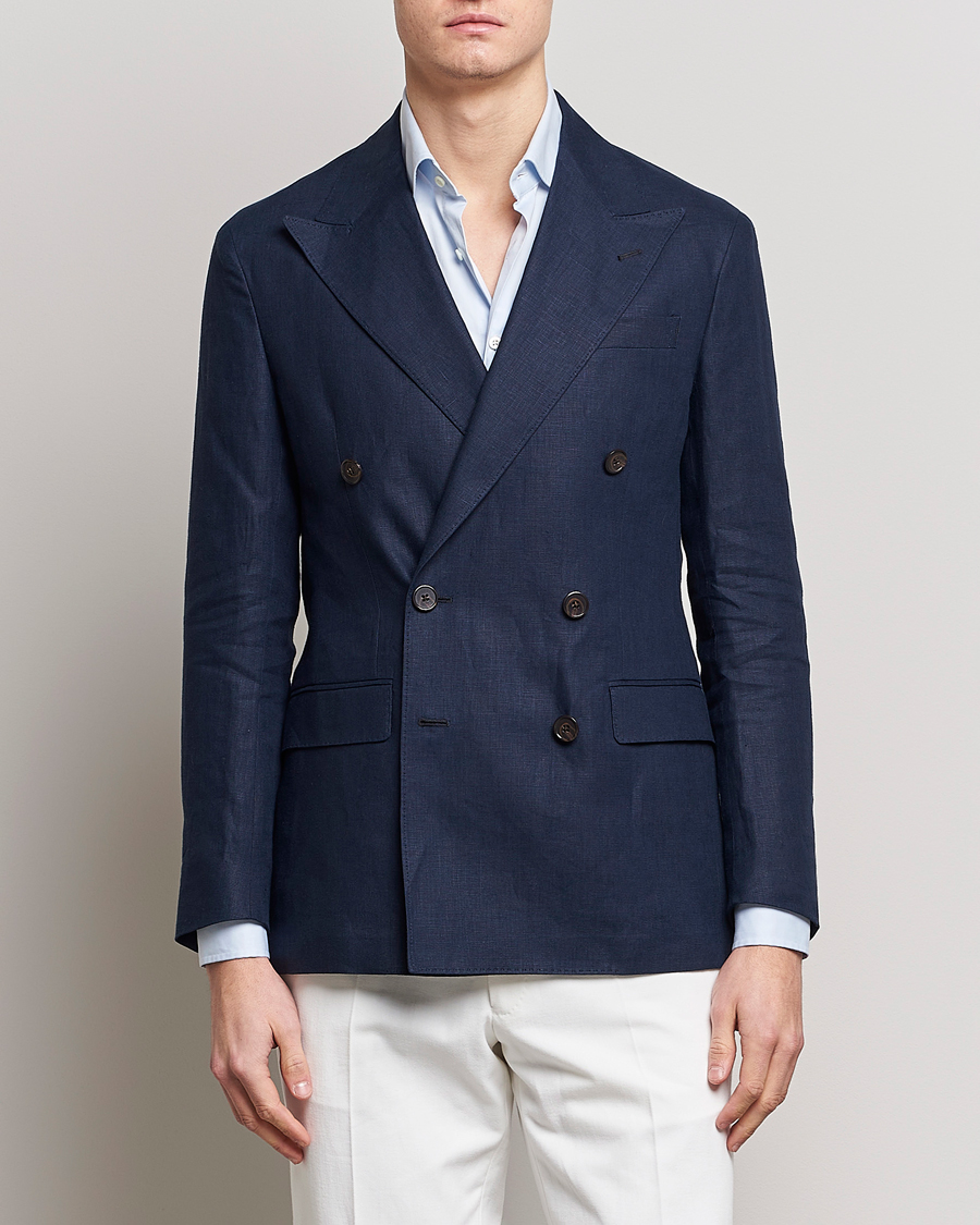 Heren | Blazers | Polo Ralph Lauren | Linen Double Breasted Sportcoat Dark Navy