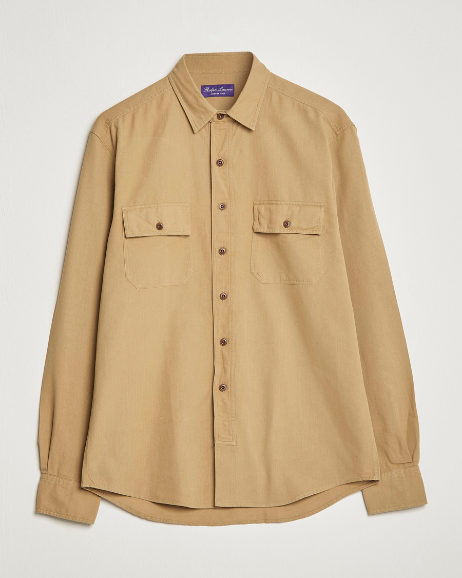 Heren | Overhemden | Ralph Lauren Purple Label | Cotton Explorer Shirt Khaki