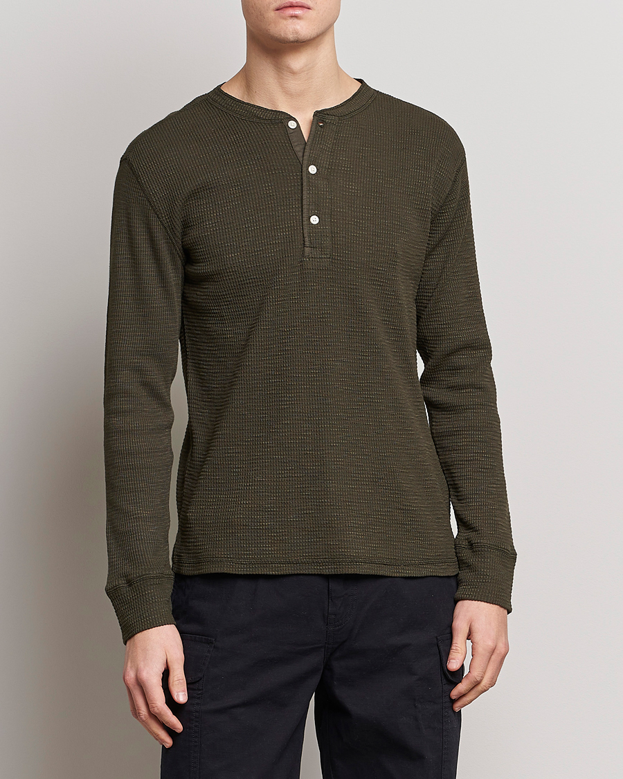 Heren | Truien | RRL | Long Sleeve Henley Dark Green