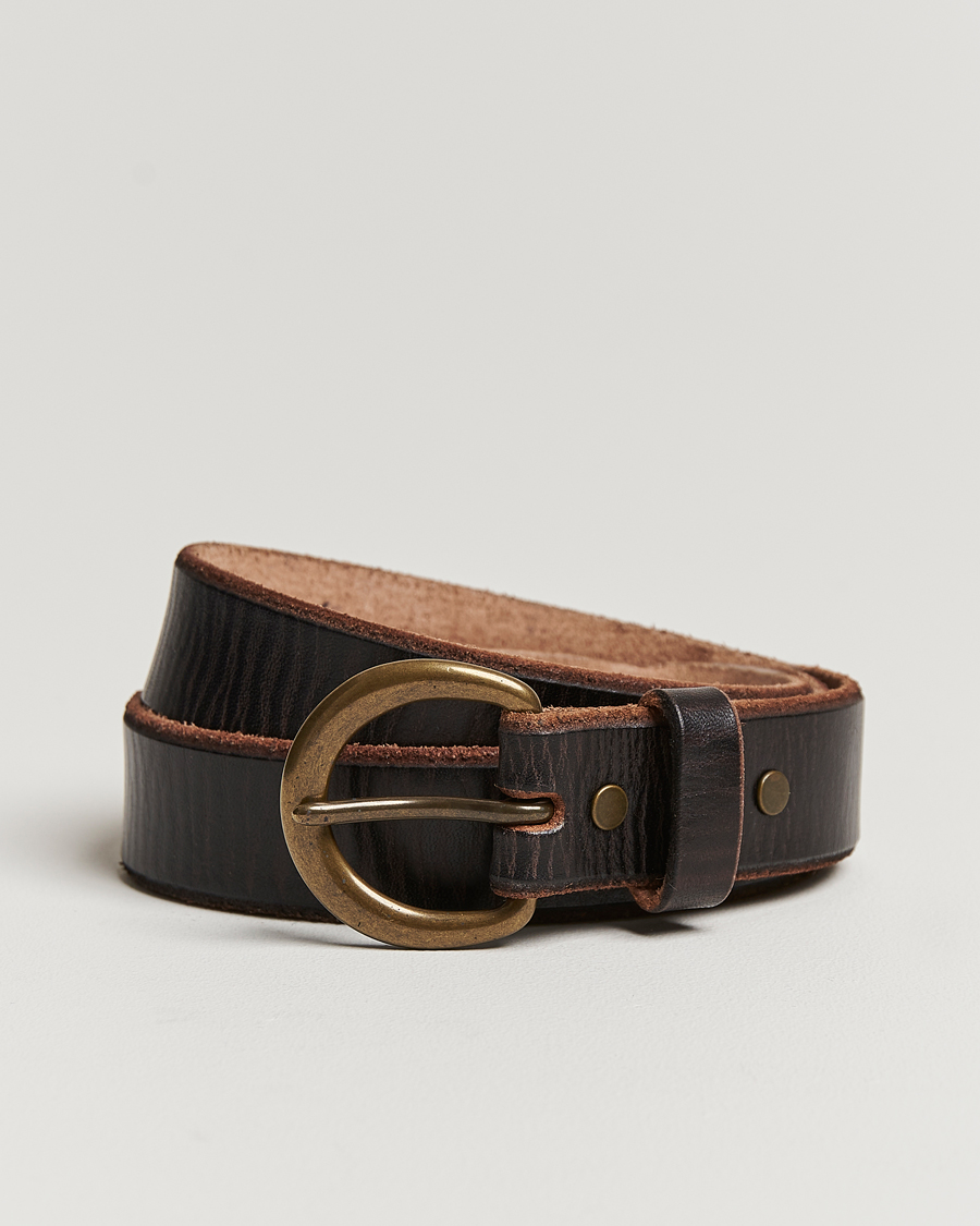 Heren | RRL Terramce Tumbled Leather Belt Dark Brown | RRL | Terramce Tumbled Leather Belt Dark Brown