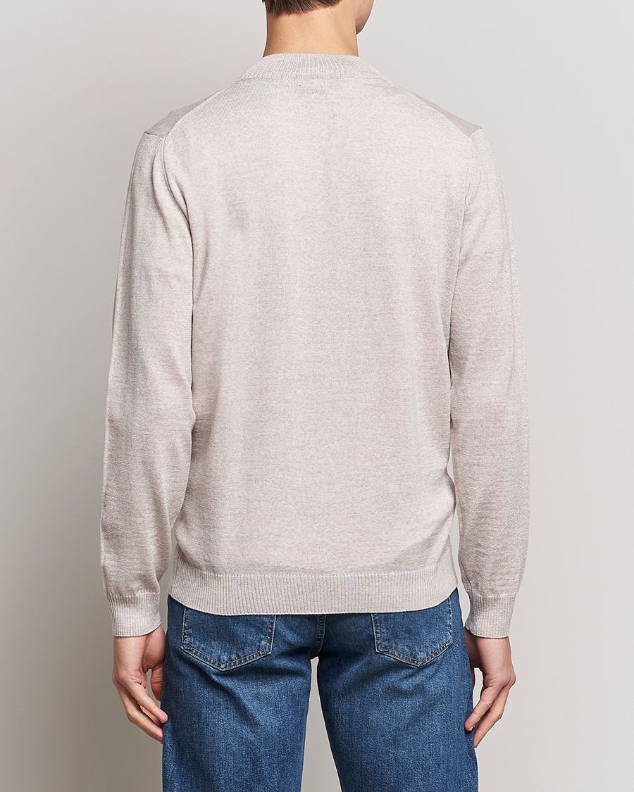 Heren | Truien | Stenströms | Merino Wool Full Zip Beige