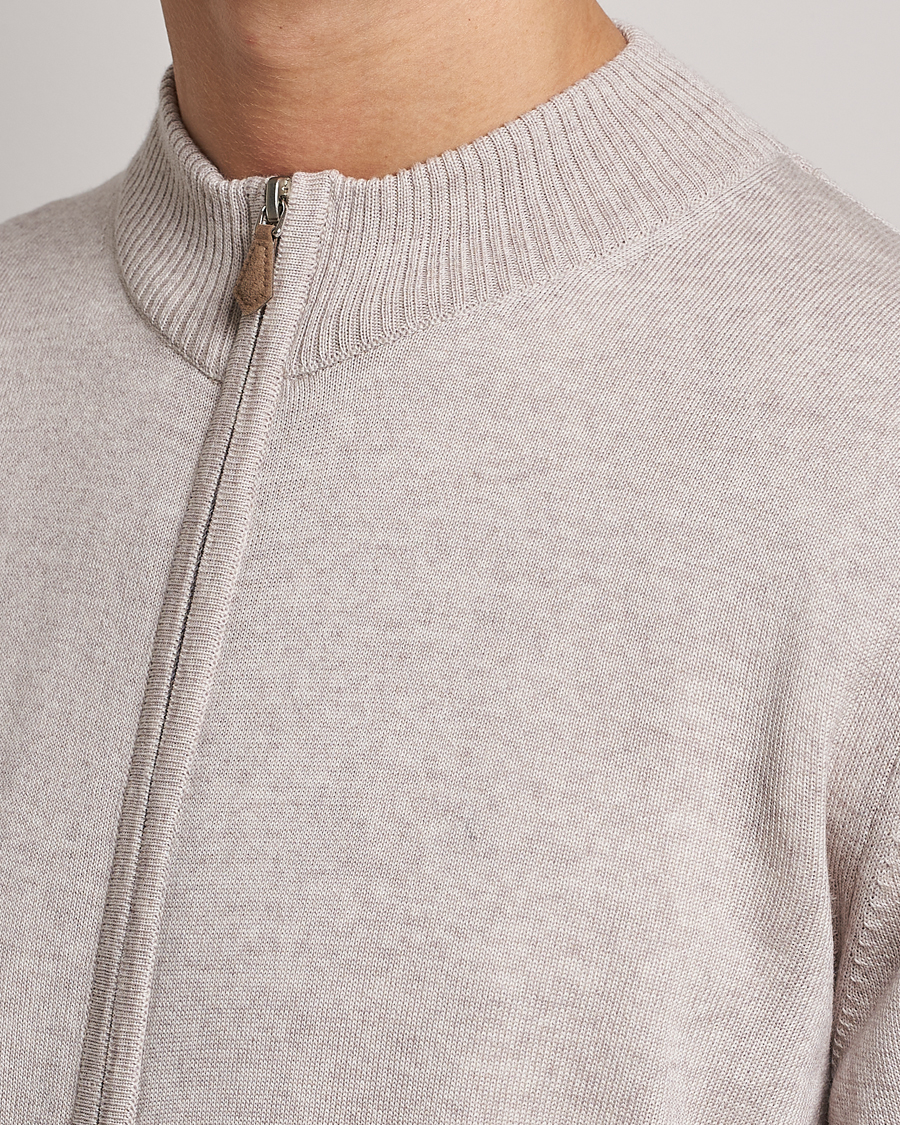 Heren | Truien | Stenströms | Merino Wool Full Zip Beige