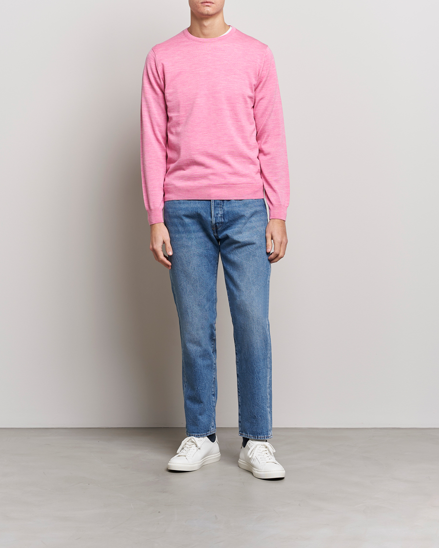 Heren | Truien | Stenströms | Merino Crew Neck Pink