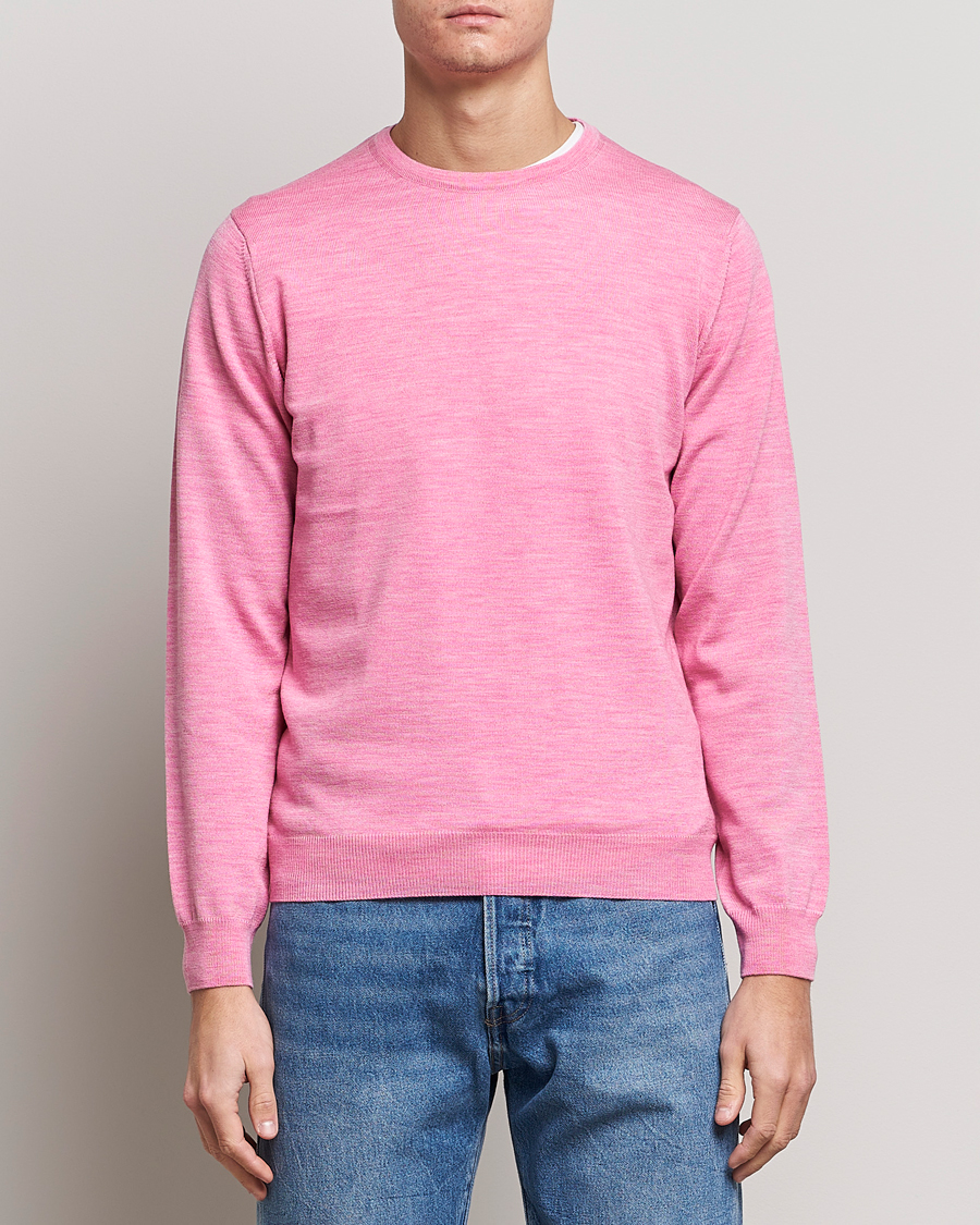 Heren | Truien | Stenströms | Merino Crew Neck Pink