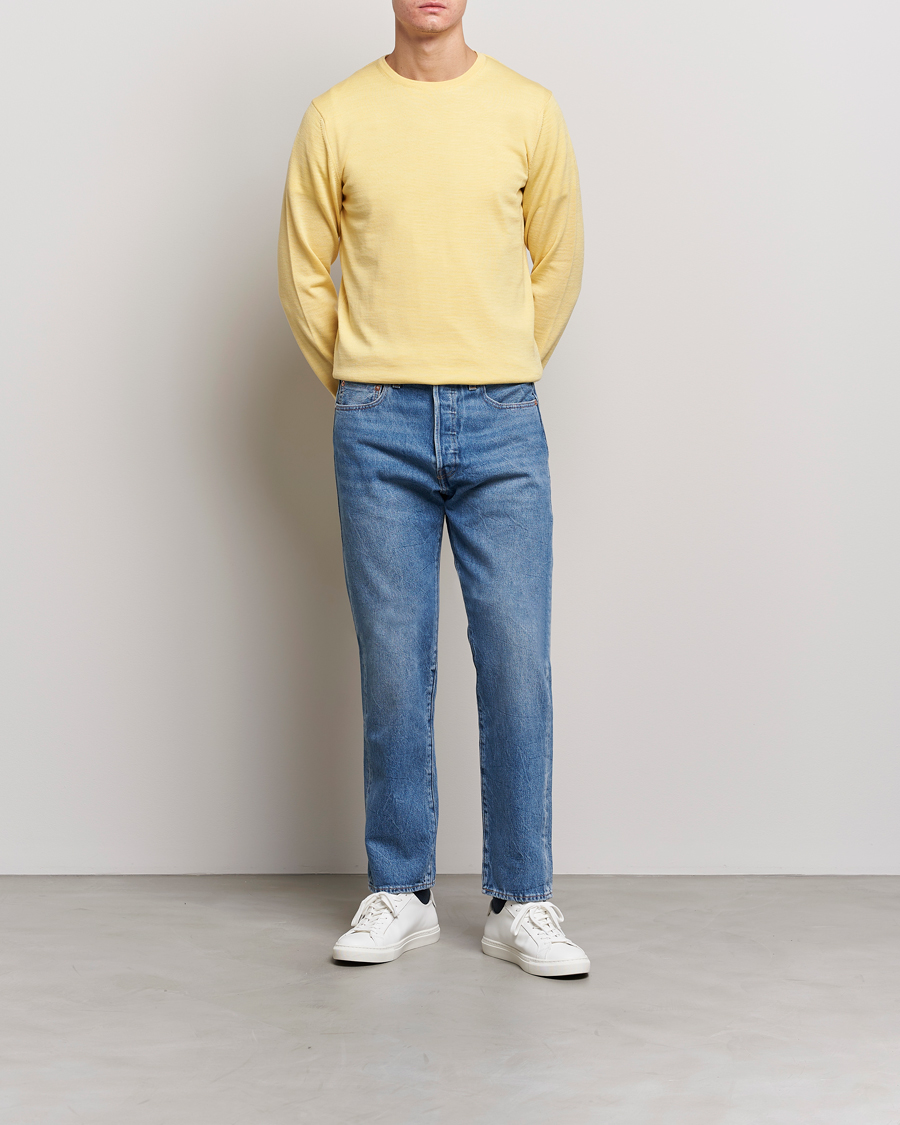Heren | Truien | Stenströms | Merino Crew Neck Yellow