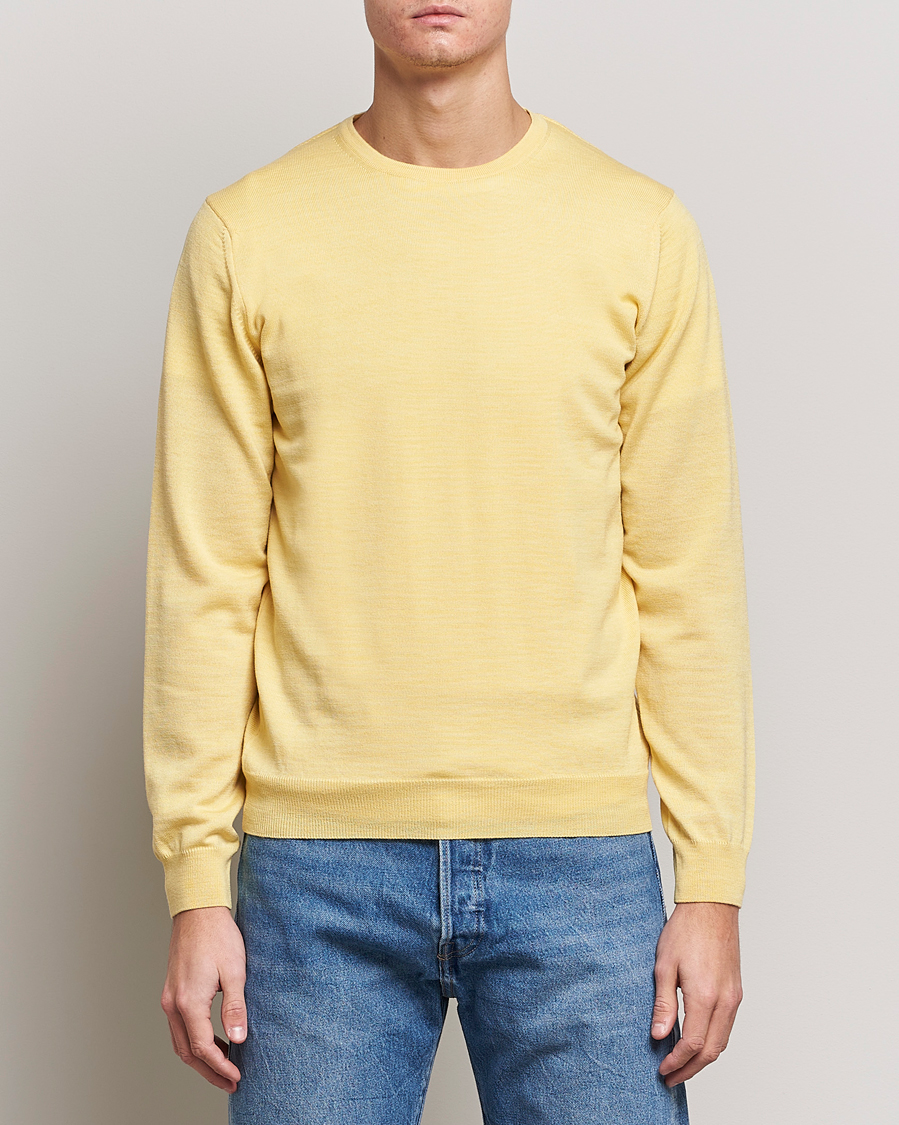 Heren | Truien | Stenströms | Merino Crew Neck Yellow