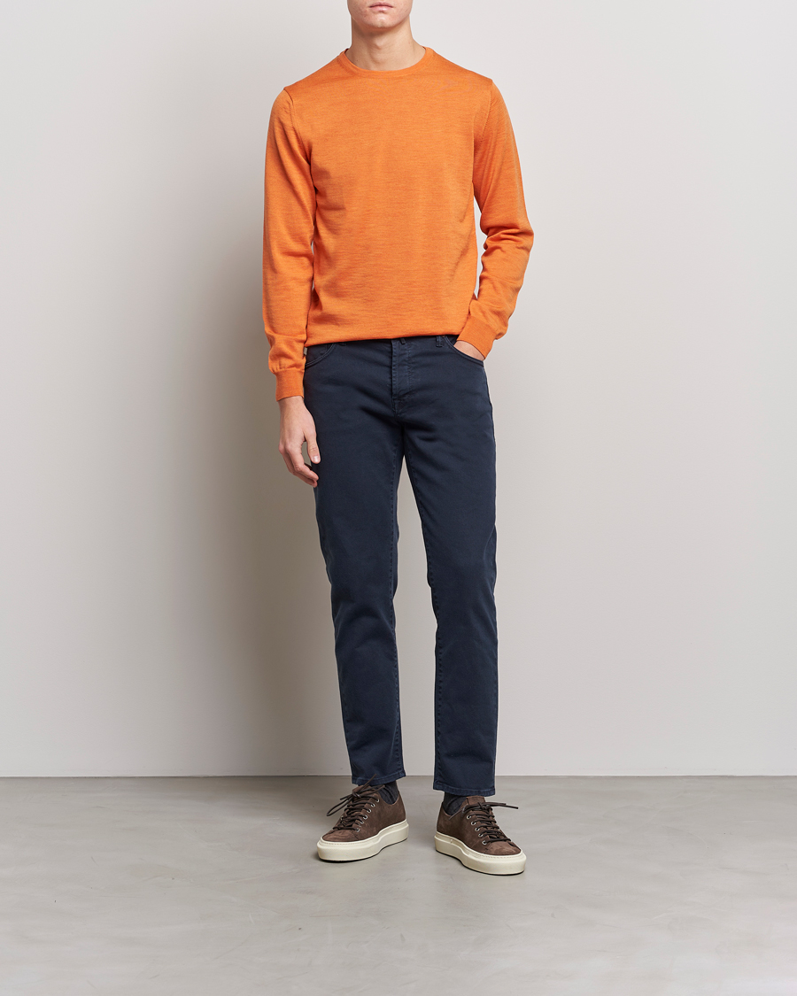 Heren | Truien | Stenströms | Merino Crew Neck Orange