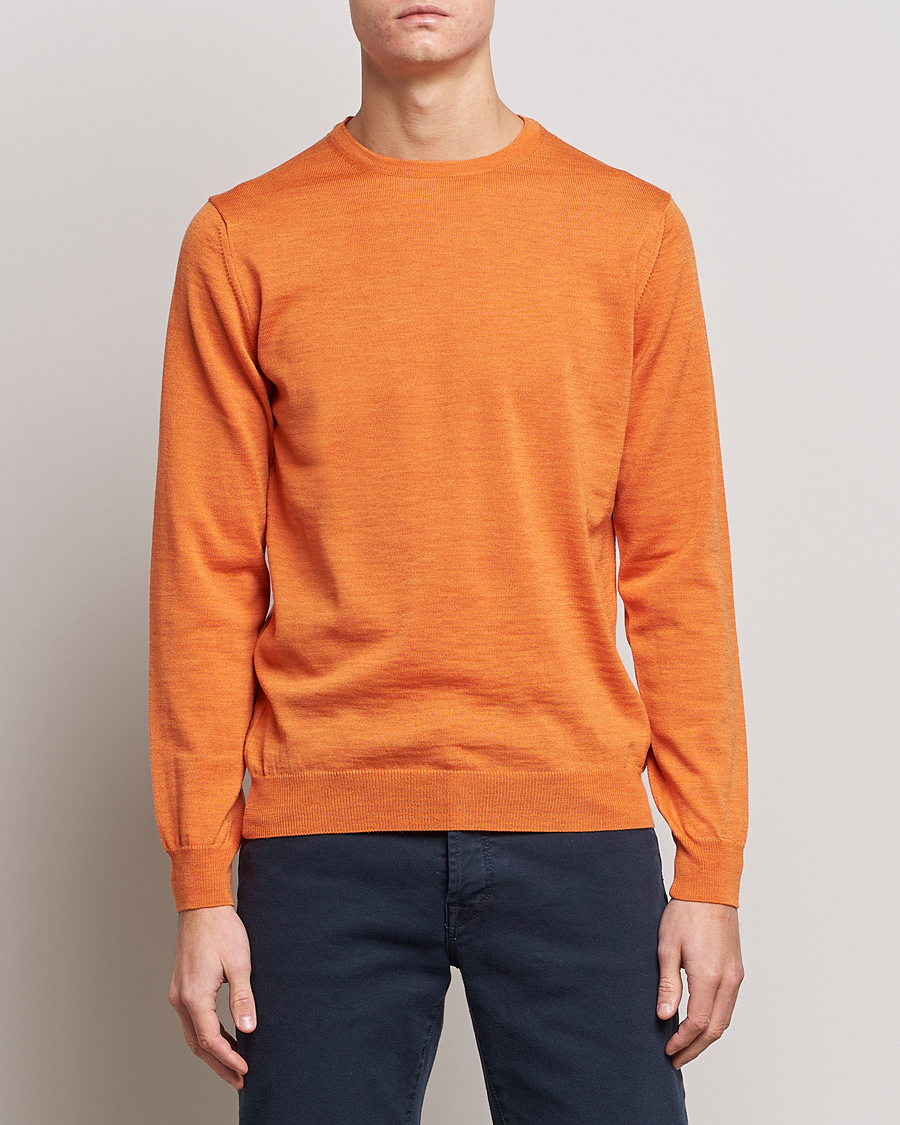 Heren | Truien | Stenströms | Merino Crew Neck Orange